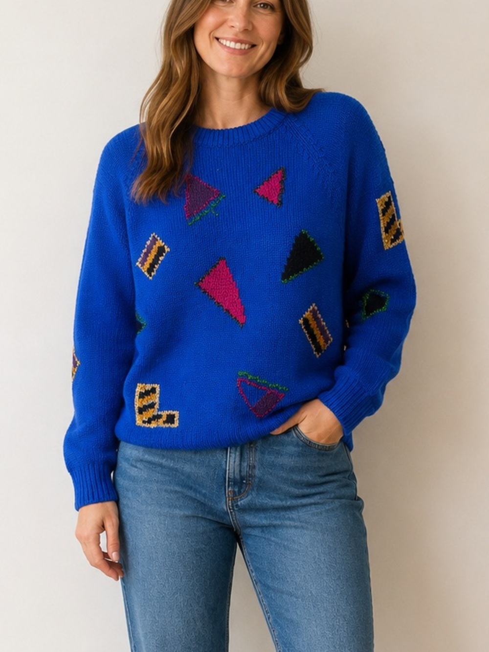 Vintage 80s 90s Womens Pronto Moda abstract Sweater Size Medium